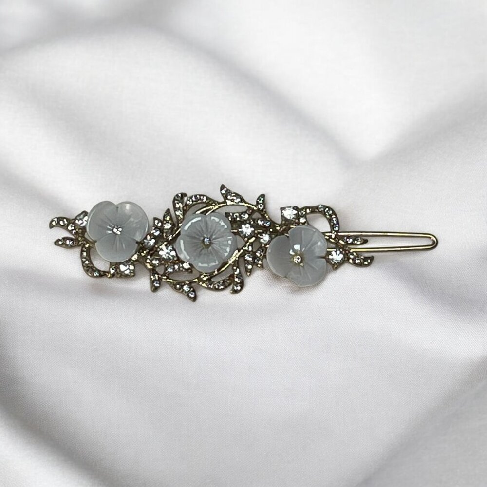 Ionna & lilly 3" Rhinestone Resin Floral Gold Tone Hair Clip